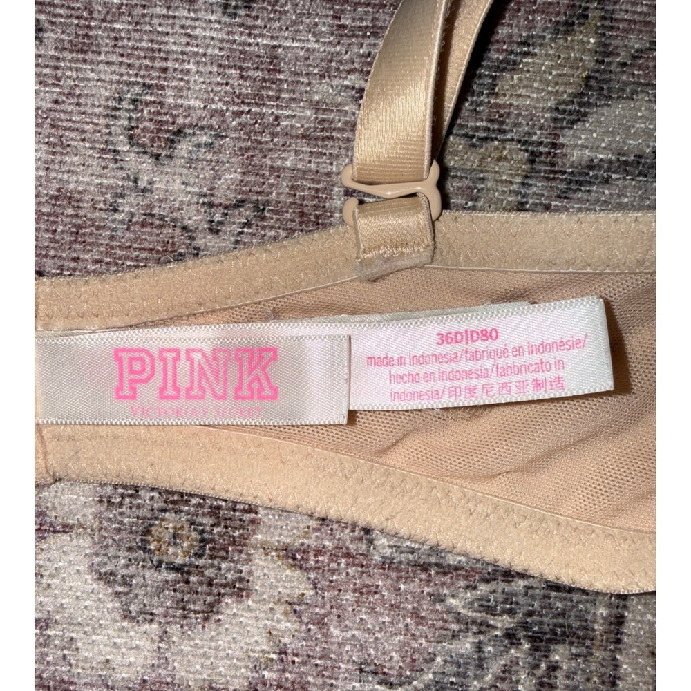 Victoria's Secret PINK Wear Everywhere Super Push Up Bra 36D Nude Beige - Picture 3 of 4